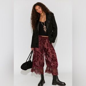 NWT Intimately Free People Forever Young Burnout Pants Brown Combo Small